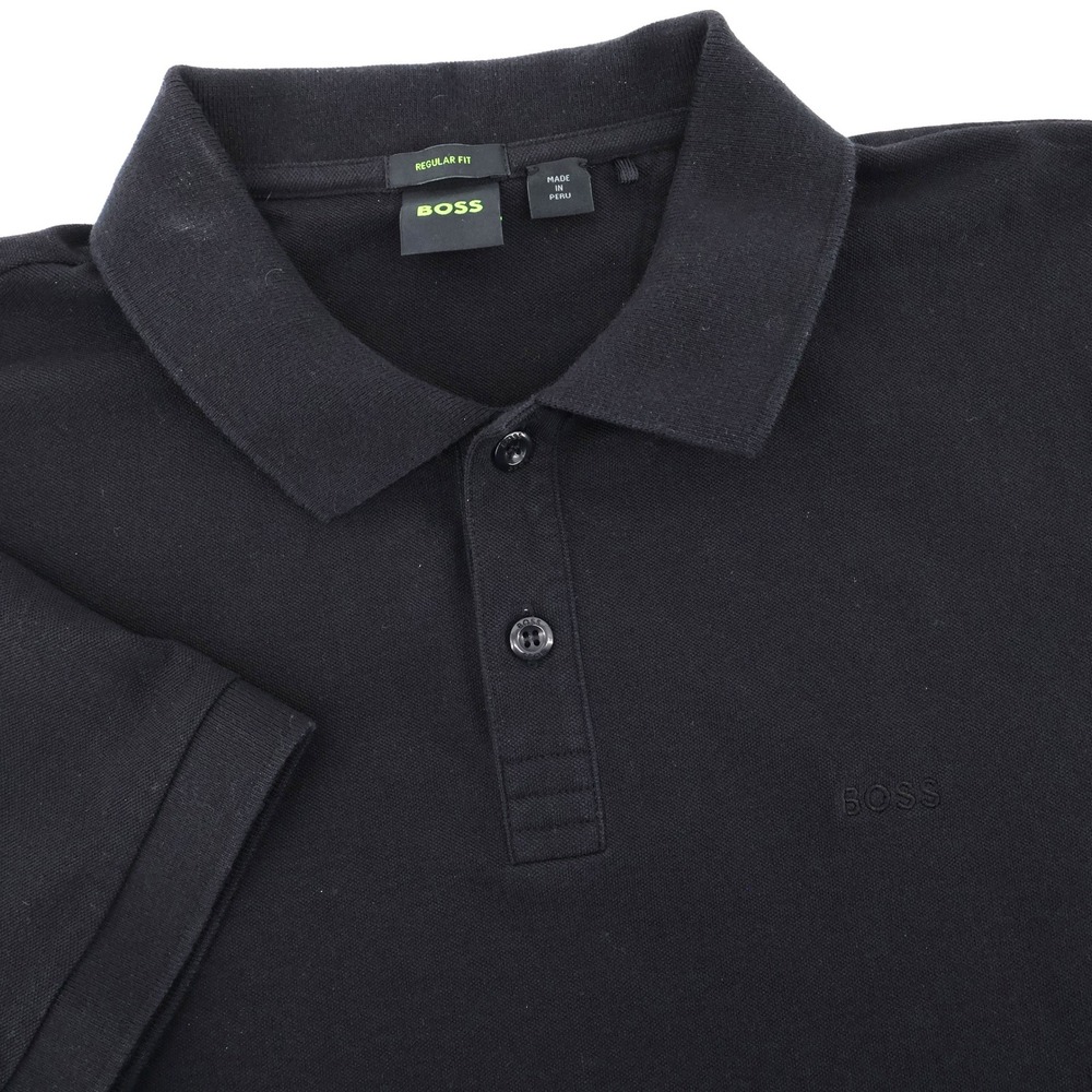 Hugo BOSS Polo Shirt Black Regular Fit Short Sleeve Womens XL Slim Fit‎